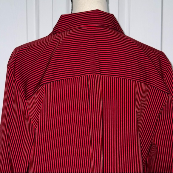 Elementz Women’s Red and Black Striped Soft button down long sleeve shirt Large - Picture 7 of 10